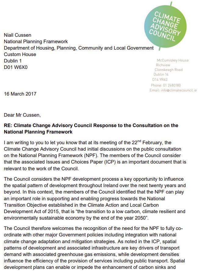 Response to the National Adaptation Framework Consultation